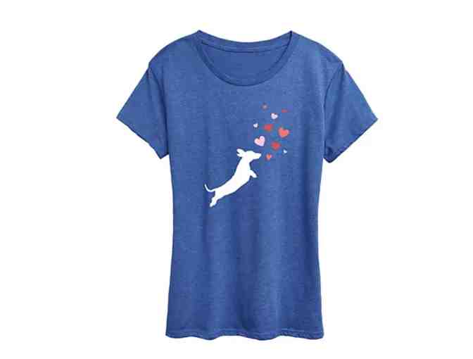 Dachshund Chasing Hearts T-Shirt - Size XL - Photo 1