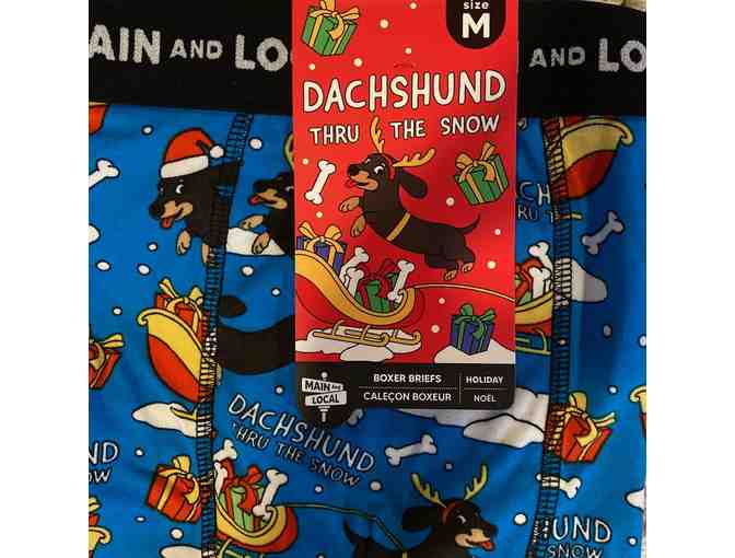 Men's Boxer Briefs, Size M, Dachshund thru the Snow!