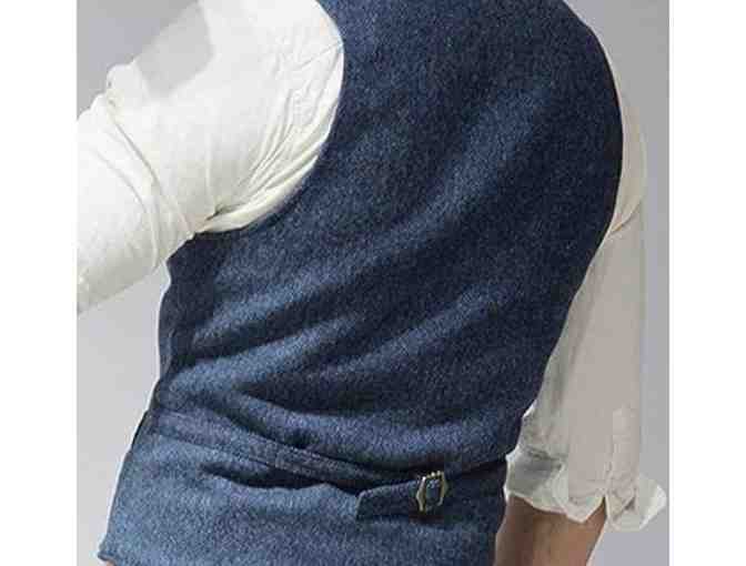 Men's Blue Tweed Retro Suit Vest (Size L)