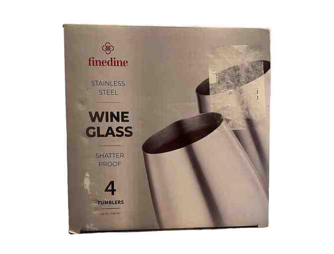 Finedine Stainless Steel Shatter Proof Tumblers Wine Glasses - Set of 4 - 18oz.