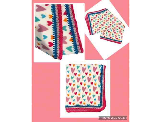 Fleece Blanket with Crochet Edging - Approx. 60' x 38' - Gorgeous!