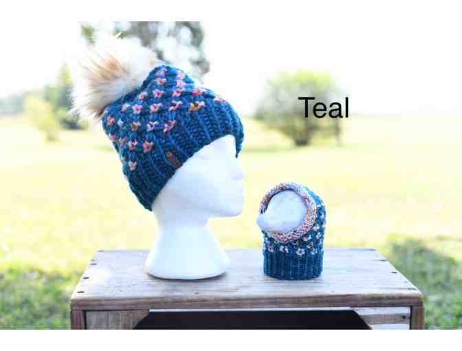 Hand Knitted Matching Hat Set! For you and your pup! Choice of Blue or Teal!