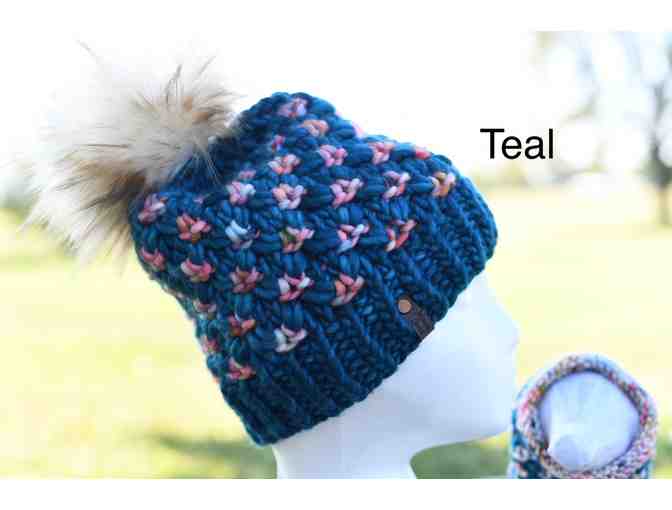 Hand Knitted Matching Hat Set! For you and your pup! Choice of Blue or Teal!