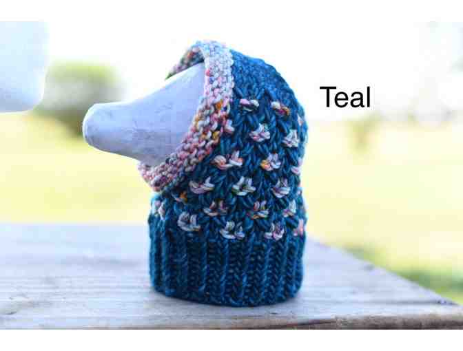 Hand Knitted Matching Hat Set! For you and your pup! Choice of Blue or Teal!