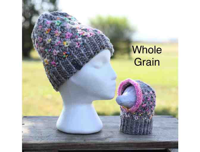 Hand Knitted Matching Hat Set! For you and your pup! Choice of Whole Grain or Natural!