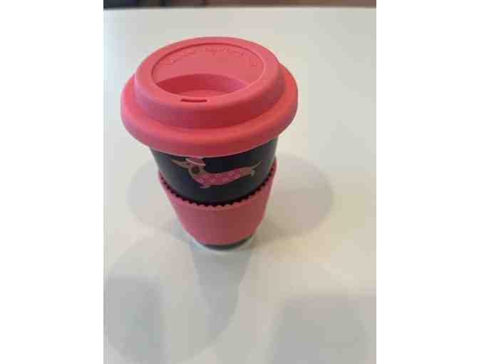 Pink Dachshund Ceramic Travel Mug