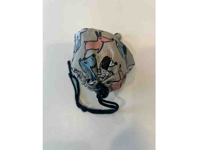 Shopping bag in convenient pouch featuring dogs!