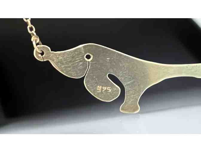 Vintage Abstract Sterling Silver Dachshund Necklace - Choker - 17' long