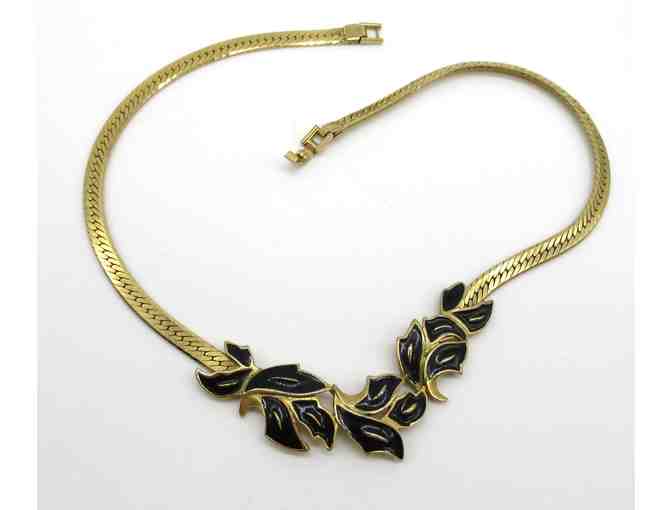 Gold Tone Necklace with Black Accents