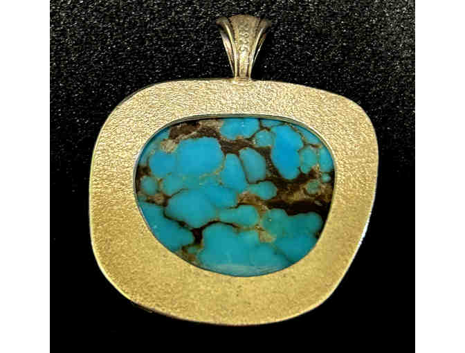 Whiplash Curve Kingman Turquoise and Sterling Silver Pendant