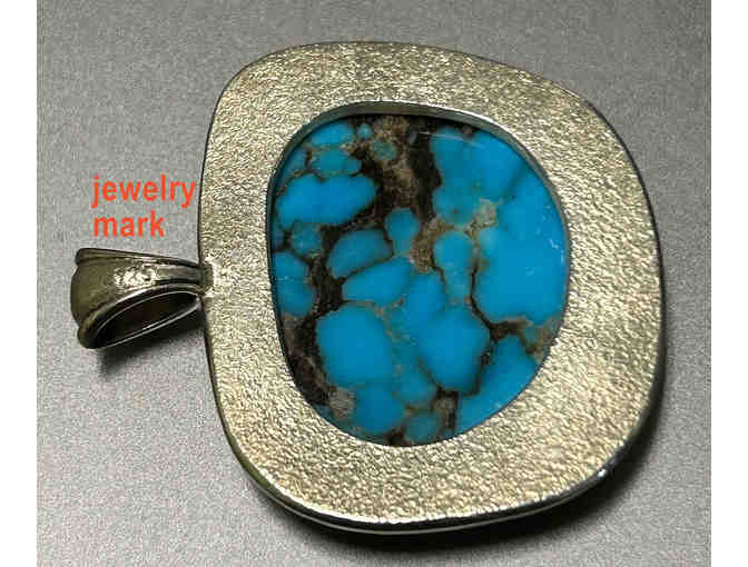 Whiplash Curve Kingman Turquoise and Sterling Silver Pendant