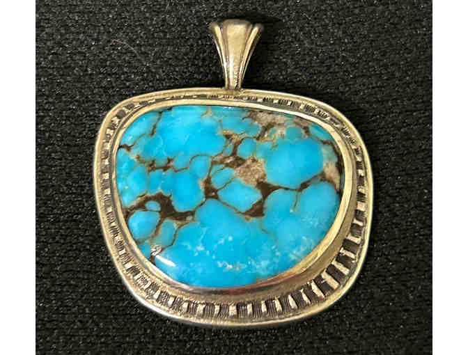 Whiplash Curve Kingman Turquoise and Sterling Silver Pendant