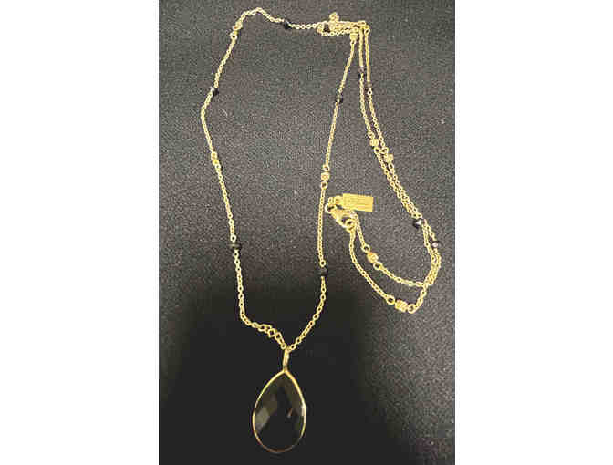 Baroni Designs Vermeil Faceted Onyx Pendant Necklace Gold over Sterling Silver