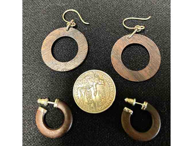 Baroni Teak Earrings - Two Pair - Set B