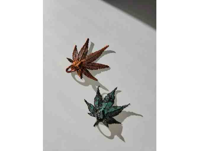 Unique Copper Colored Metal Leaf Pendants