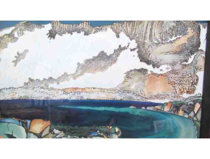 Obata's Yosemite 'Lake Basin in the High Sierra' Woodblock Print Framed Poster