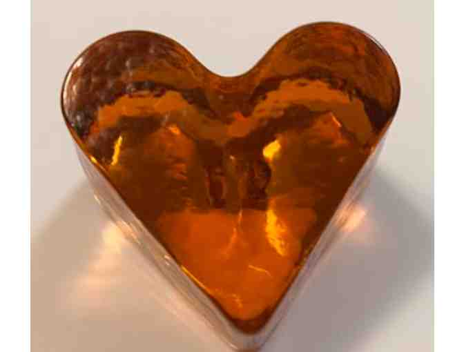 Fire and Light Copper-Color Eliptical Bowl and a Copper Heart