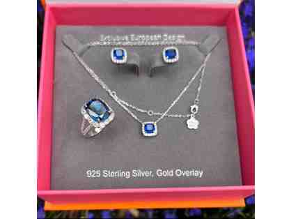 Modern Sapphire Necklace & Earrings & Ring Set