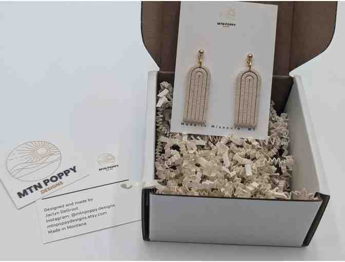 Cream Embossed Arch Earrings