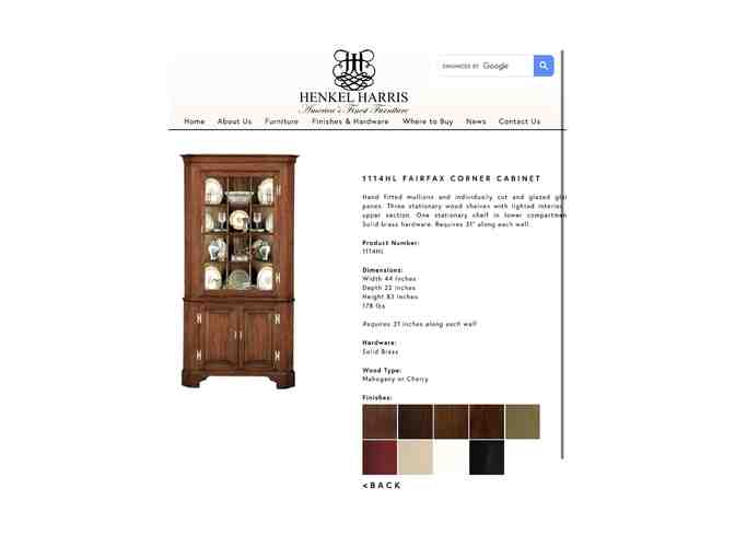 Furniture, Vintage (1960) - Henkel Harris, Corner Cabinet (Original Receipts)