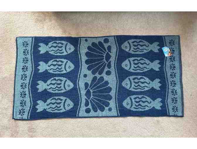 Beach Towel (FISH) - Oversized, Navy/Teal, 60" x 30" - Photo 1