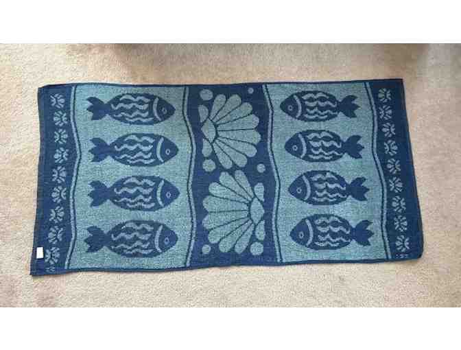 Beach Towel (FISH) - Oversized, Navy/Teal, 60" x 30" - Photo 3