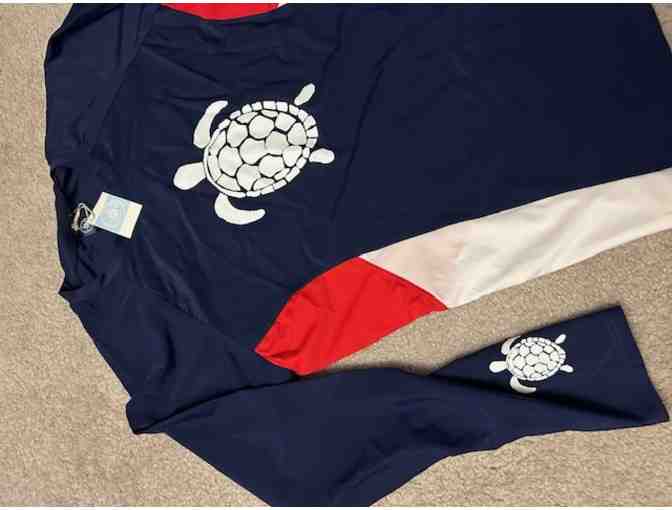 TURTLE SHIRT - Blue, Adult Rashguard (Size Small)