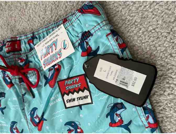 Bathing Suit: SHARK BLUE (Large, Party Sharks, New)