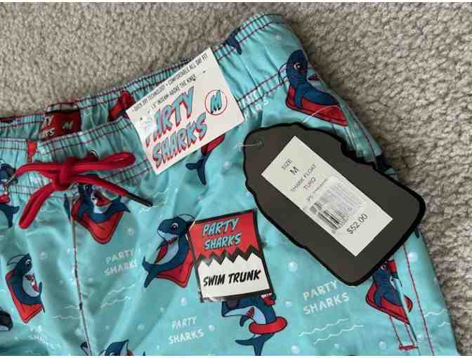 Swim Suit: SHARK BLUE (Medium, Party Sharks, New)