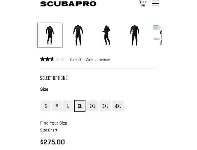 WETSUIT: ScubaPro (NEW) - Extra Large (1mm, Men's Sizing)