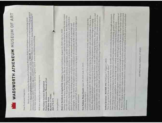 TICKETS: "Wadsworth Museum" (2 Passes, Hartford, Art Atheneum) - Photo 8