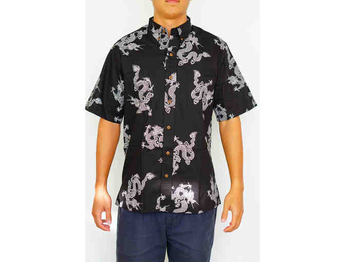 APPAREL: Sig Zane Men's Dragon Button Up Aloha Shirt (Size: M) - Photo 1