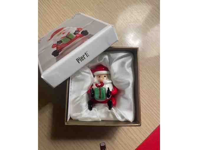 Pier 1 Glass Santa Figurine