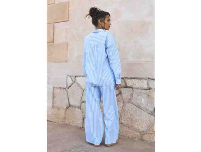 Lounge - Women's Pajama Set Blue Pinstripe