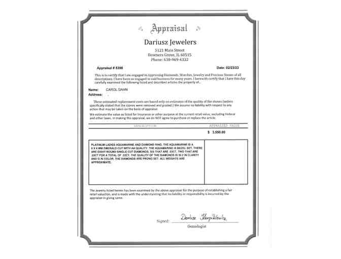 Auction - Estate Jewelry: Aquamarine Ring - Photo 2