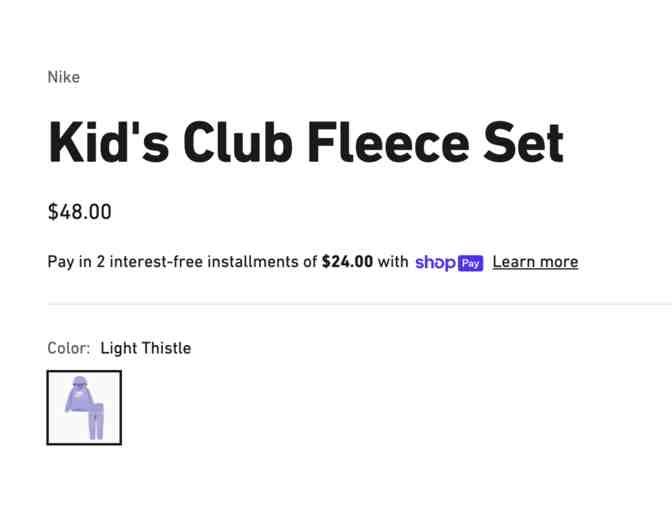 Nike Kids Club Fleece Set Size 6-7