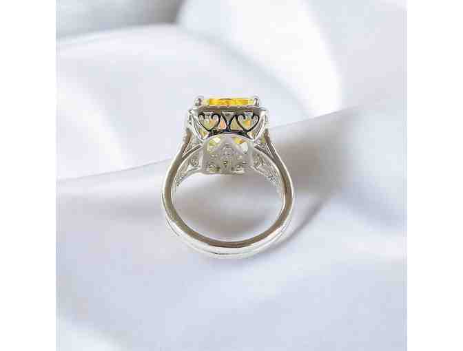 Radiant Citrine Cocktail Ring Size 7 in White Gold
