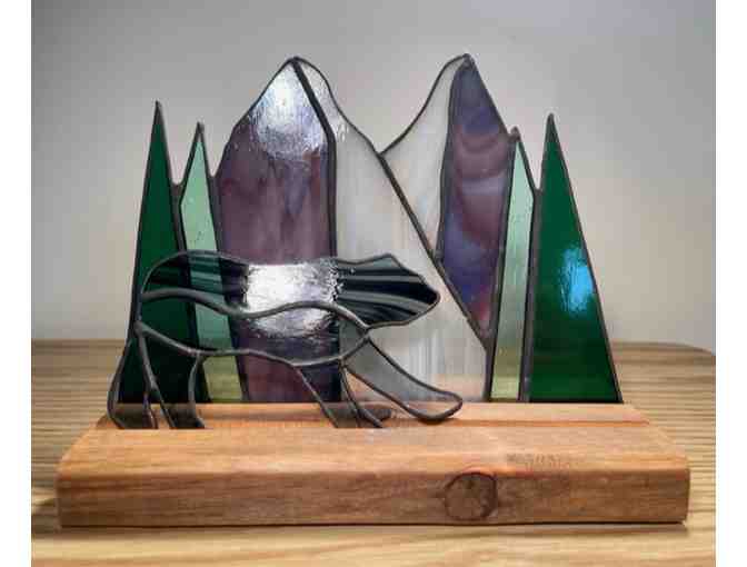 'Black Bear Crossing' Stained Glass