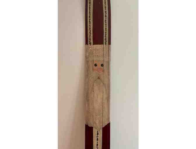 Vintage Holiday Painted Wooden Ski