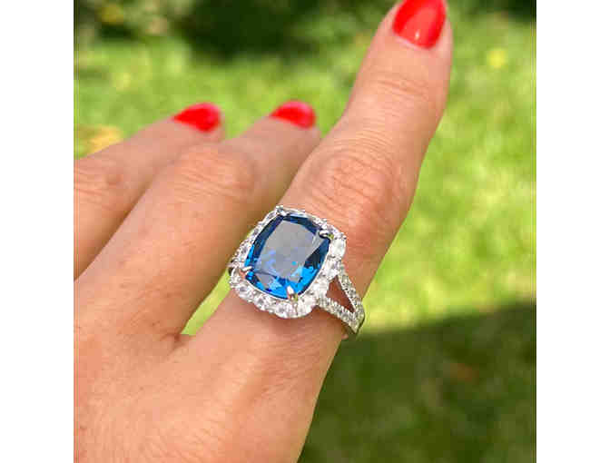 Modern Sapphire Necklace, Earrings & Ring Set in White Gold