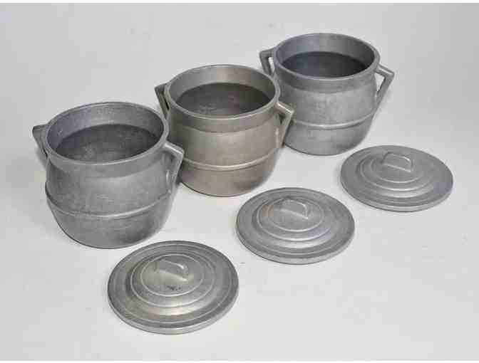 Three Vintage Pewter Pot De Cremes