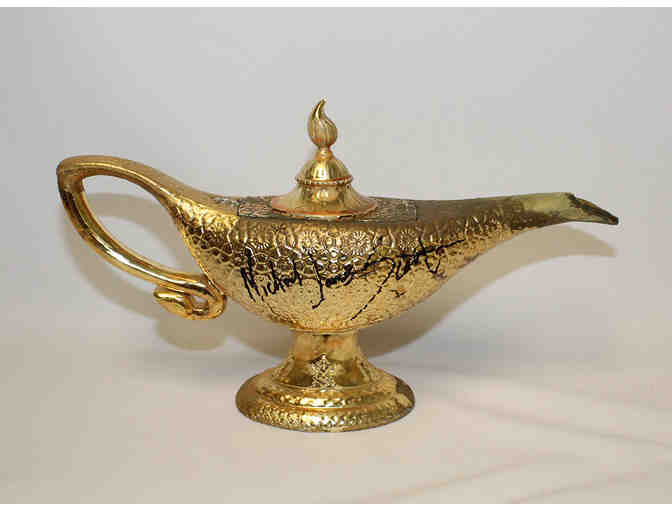 James Monroe Iglehart & Michael James Scott signed Aladdin stage-used Genies lamp prop