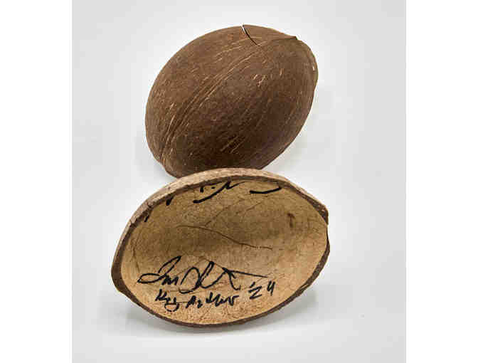 Spamalot Prop Coconuts Signed by Christopher Fitzgerald and James Monroe Iglehart