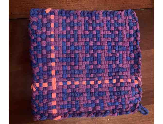 Handmade woven trivet and potholder