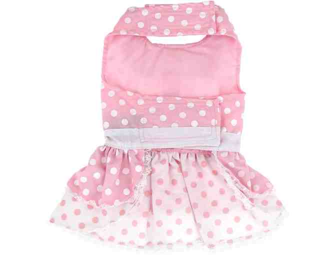 DOGGIE DESIGN Pink Polka Dot and Lace Dog Harness Dress Set size XS - Photo 2