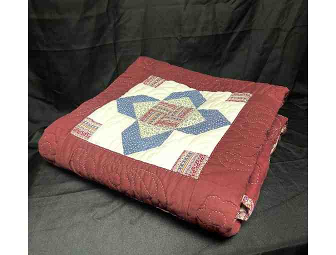 Hand Quilted Red Flower-Stitched Quilt from Country Quilts