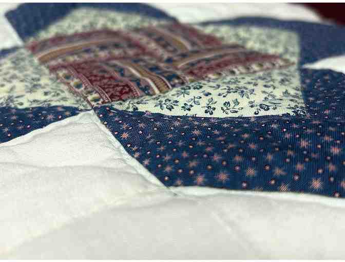 Hand Quilted Red Flower-Stitched Quilt from Country Quilts