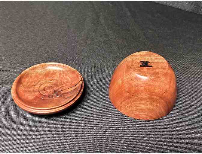 Hand Carved Wooden Trinket Bowl with Agate Stone