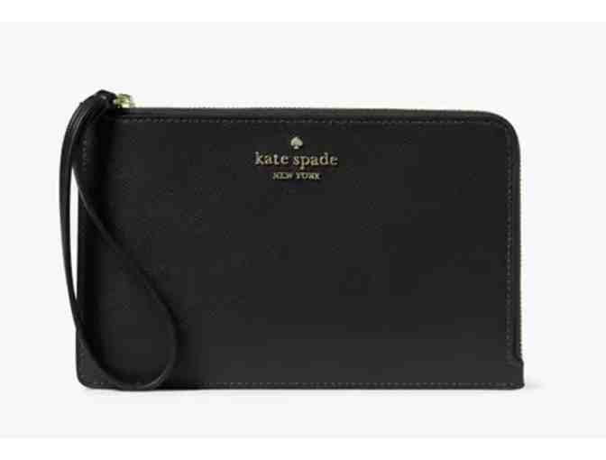 Kate Spade Lucy Black Pebbled Leather Medium L-zip Wristlet - Photo 1