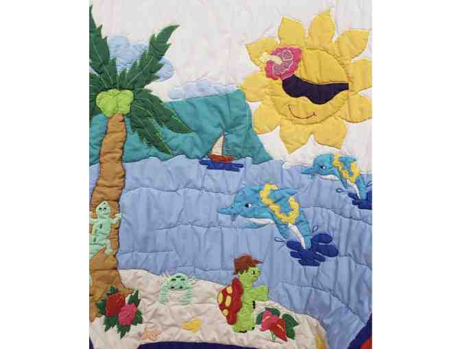 Vintage Beach Baby Quilt Or Wall Hanging